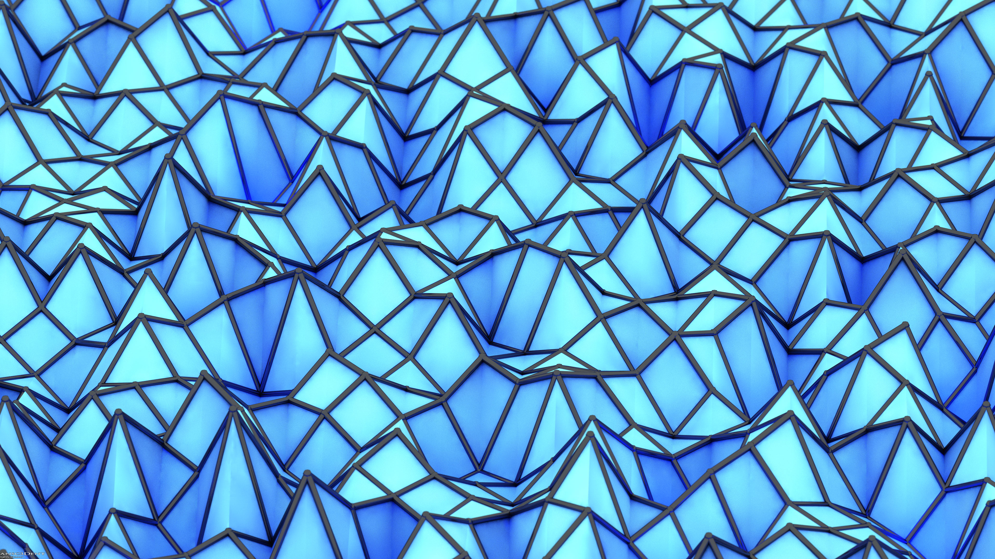 Обои синий, узор, симметрия, линия, дизайн в разрешении 3840x2160