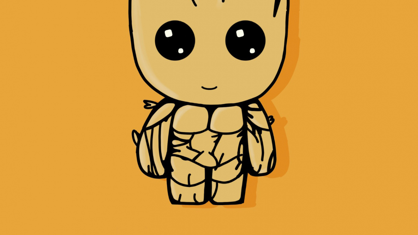 Обои Стражи Галактики, Грут, мультфильм, комиксы Марвел, Реактивный Енот в разрешении 1366x768