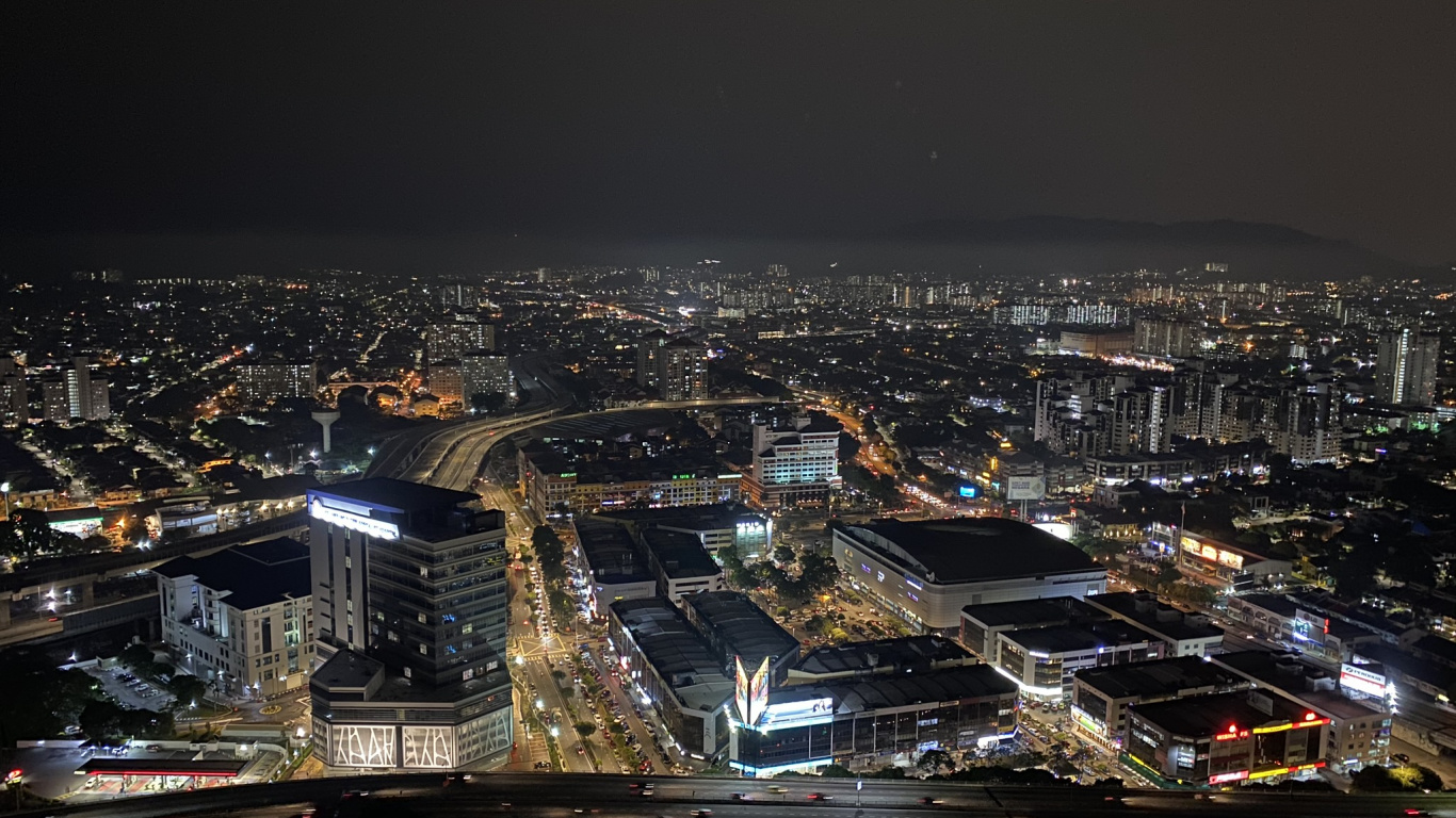 Обои ночь, город, городской район, метрополия, темнота в разрешении 1366x768