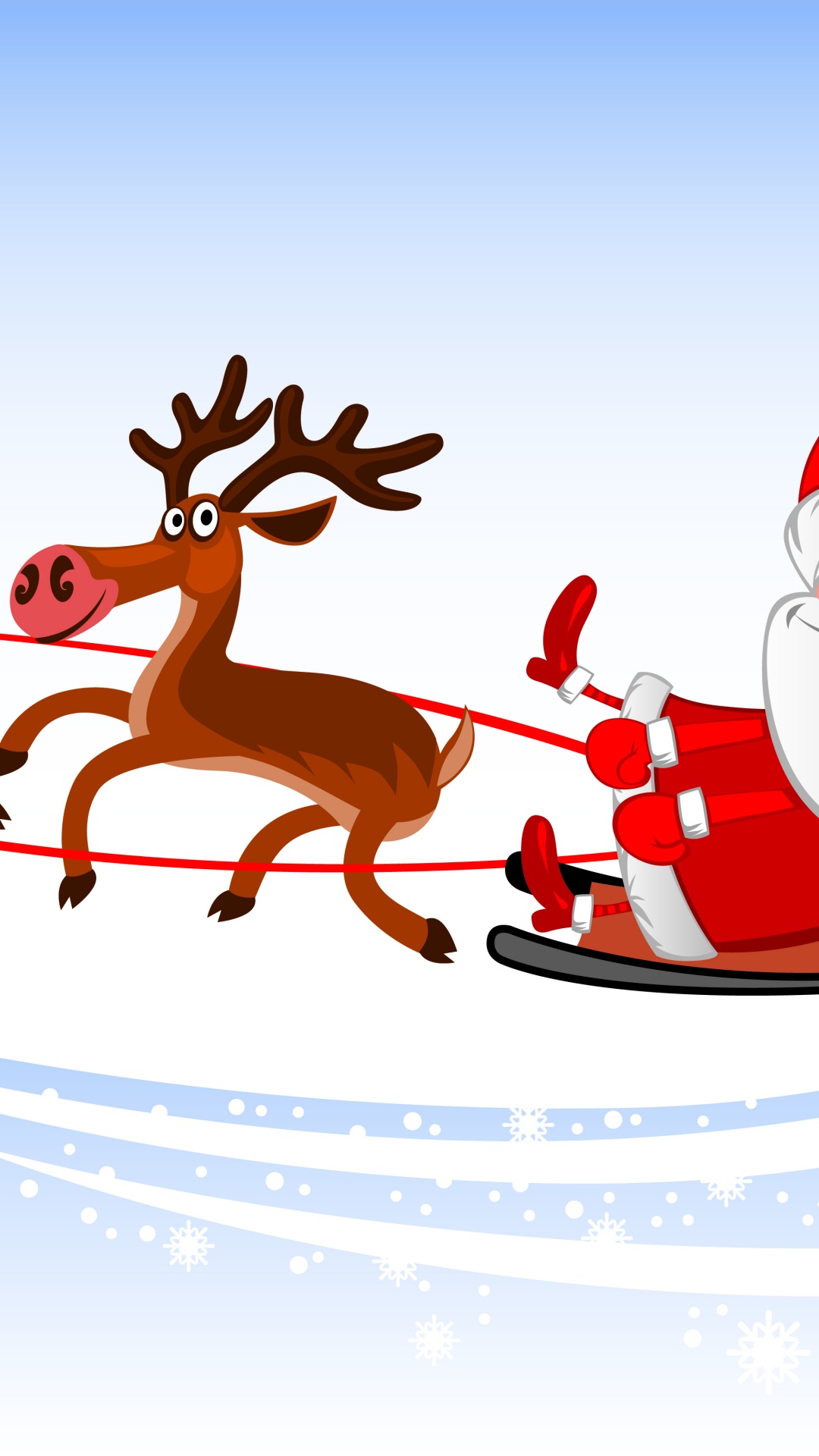 Обои Санта-Клаус, Рождественский день, Северный олень, олень, иллюстрация в разрешении 1080x1920