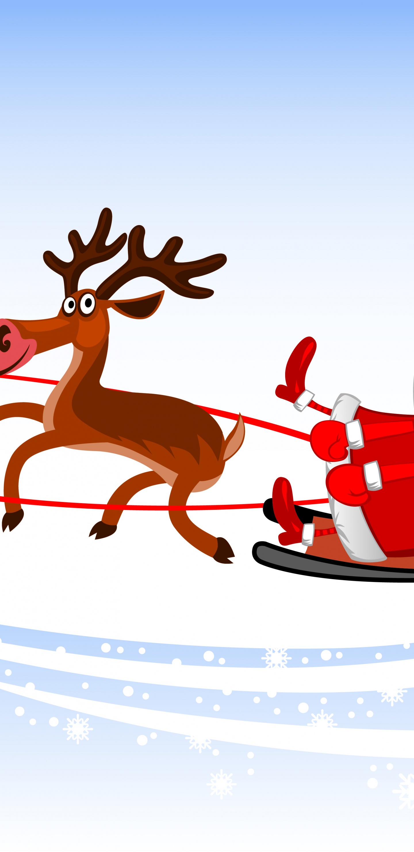 Обои Санта-Клаус, Рождественский день, Северный олень, олень, иллюстрация в разрешении 1440x2960