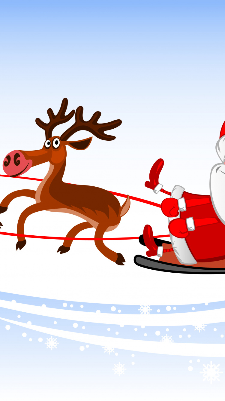 Обои Санта-Клаус, Рождественский день, Северный олень, олень, иллюстрация в разрешении 750x1334