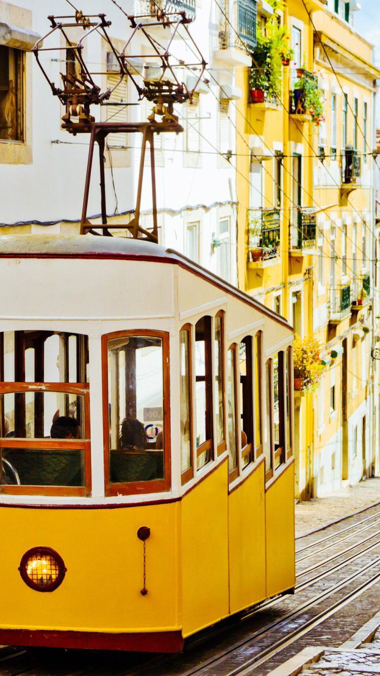 Обои транспорт, канатная дорога, желтый, городок, соседство в разрешении 750x1334