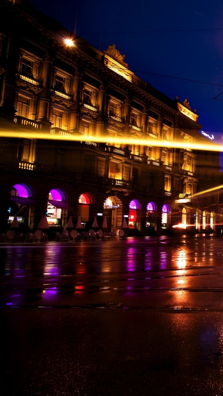 Обои ночь, свет, освещение, городской район, город в разрешении 750x1334