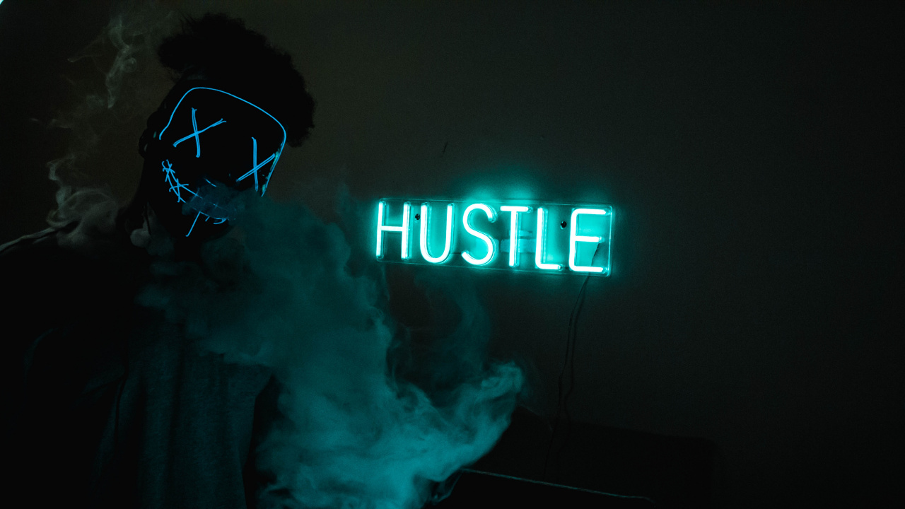 Обои маска, электрик, синий, Маска Неон, неон в разрешении 1280x720