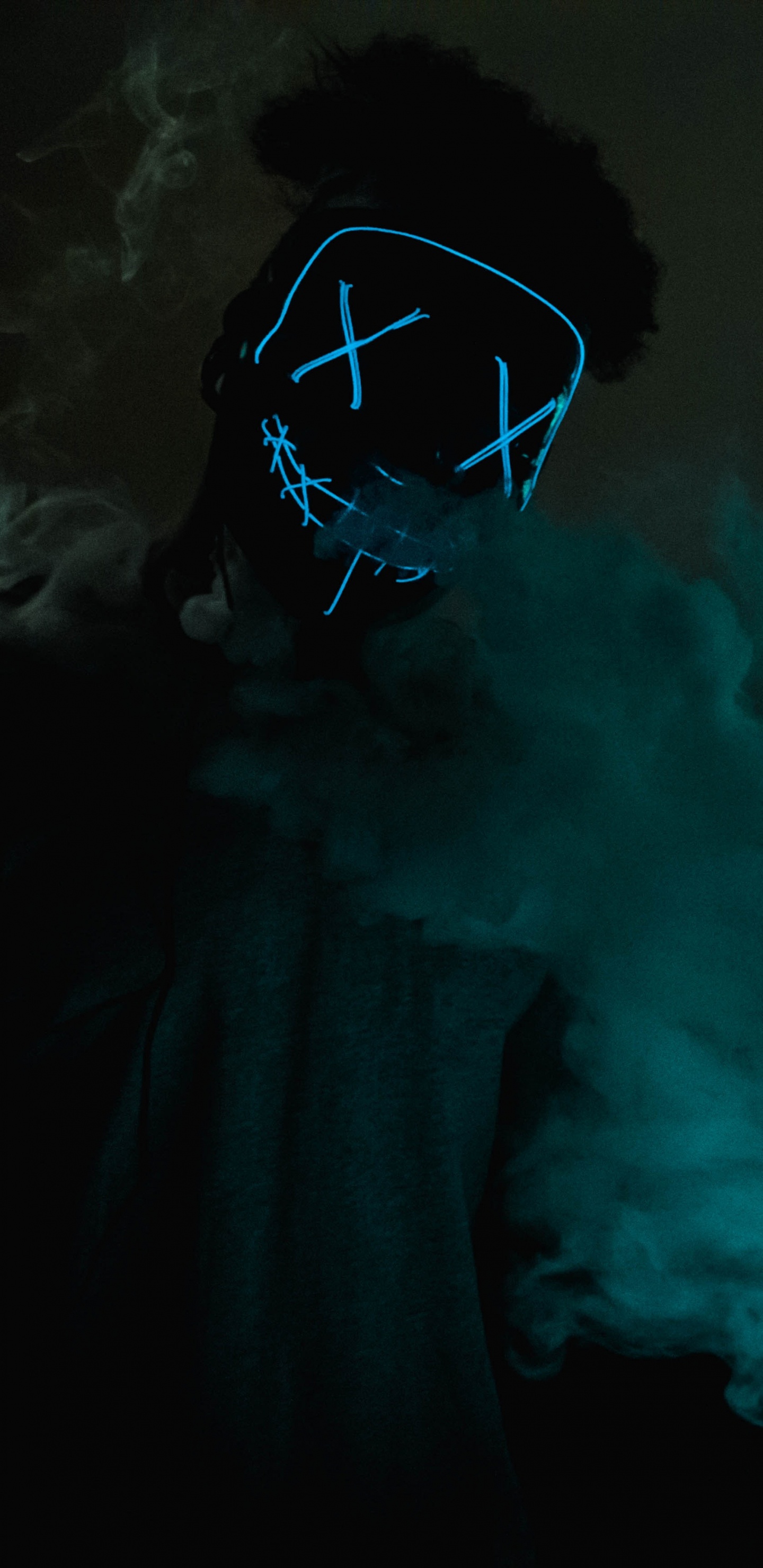 Обои маска, электрик, синий, Маска Неон, неон в разрешении 1440x2960