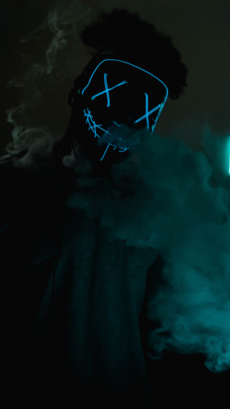 Обои маска, электрик, синий, Маска Неон, неон в разрешении 750x1334