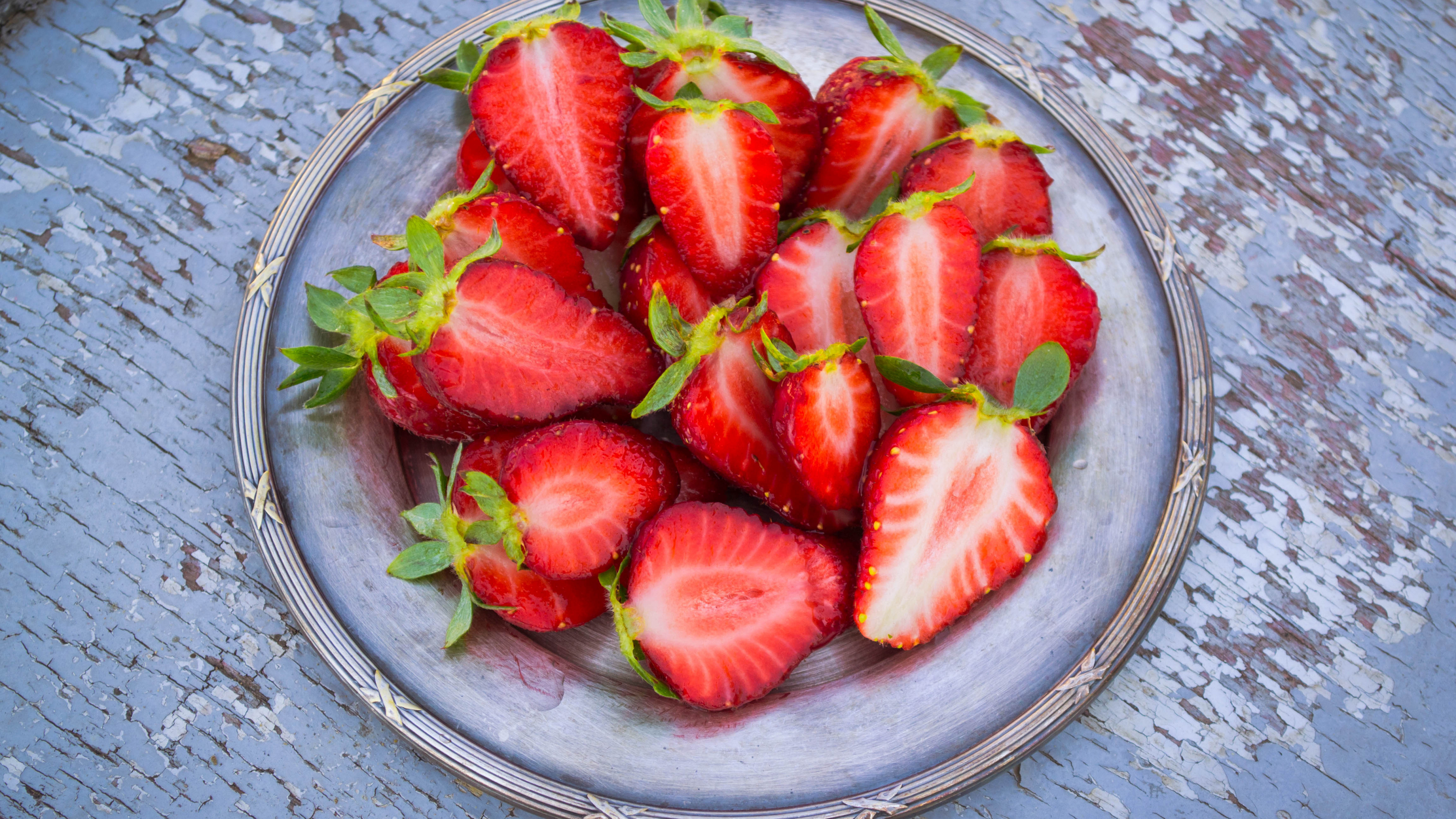 Обои клубника, фрукты, ягоды, пища, блюда в разрешении 3840x2160