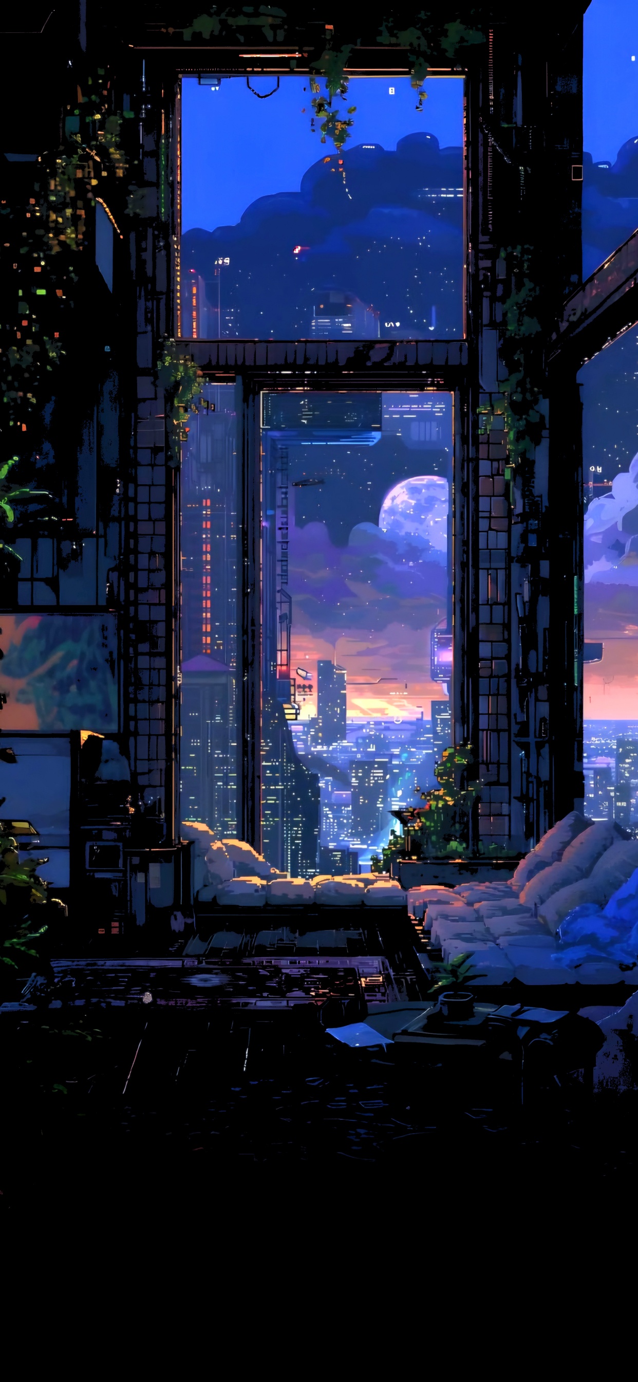 Обои отражение, аниме арт, иллюстрация, арт в разрешении 1242x2688