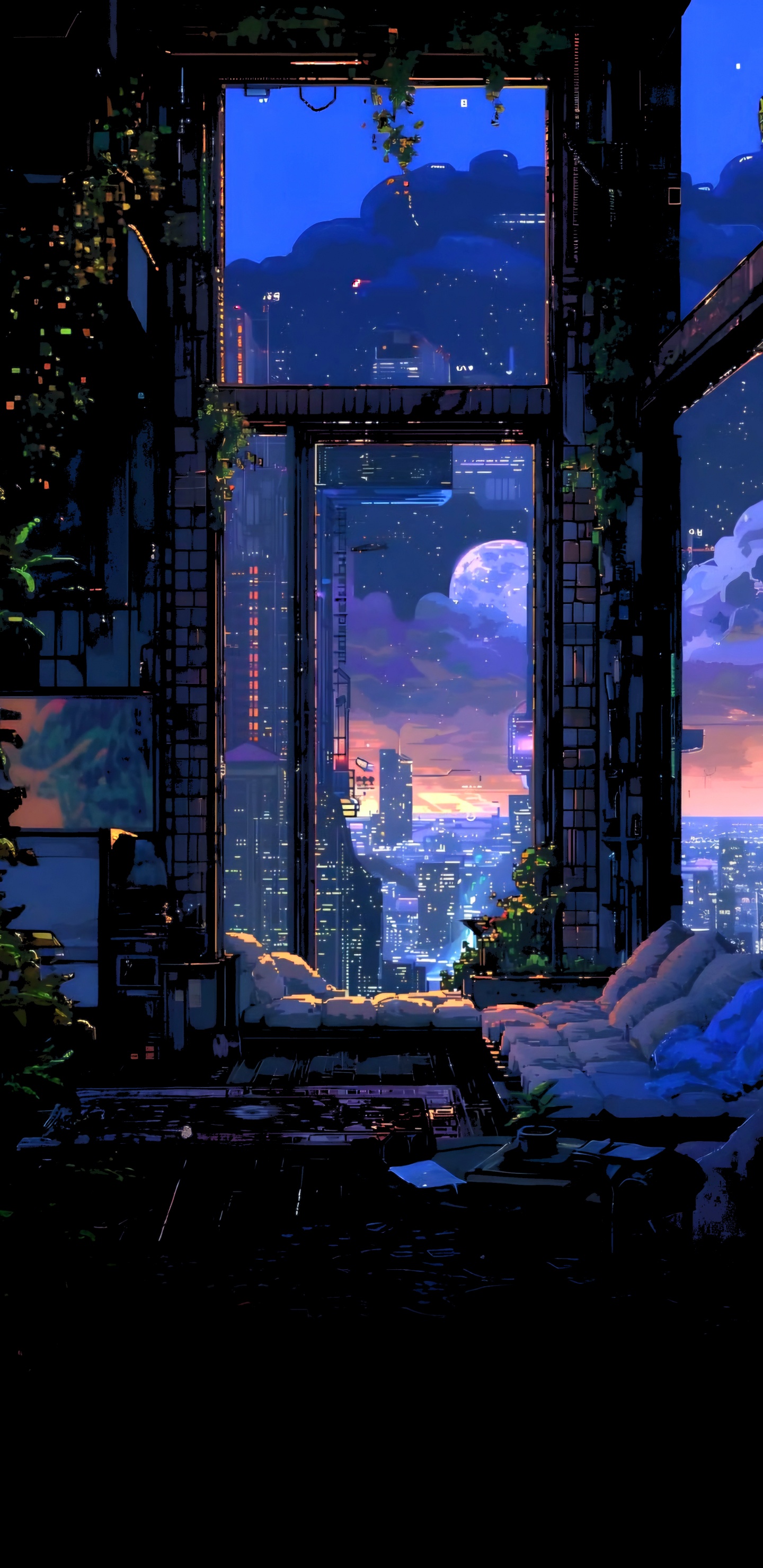 Обои отражение, аниме арт, иллюстрация, арт в разрешении 1440x2960