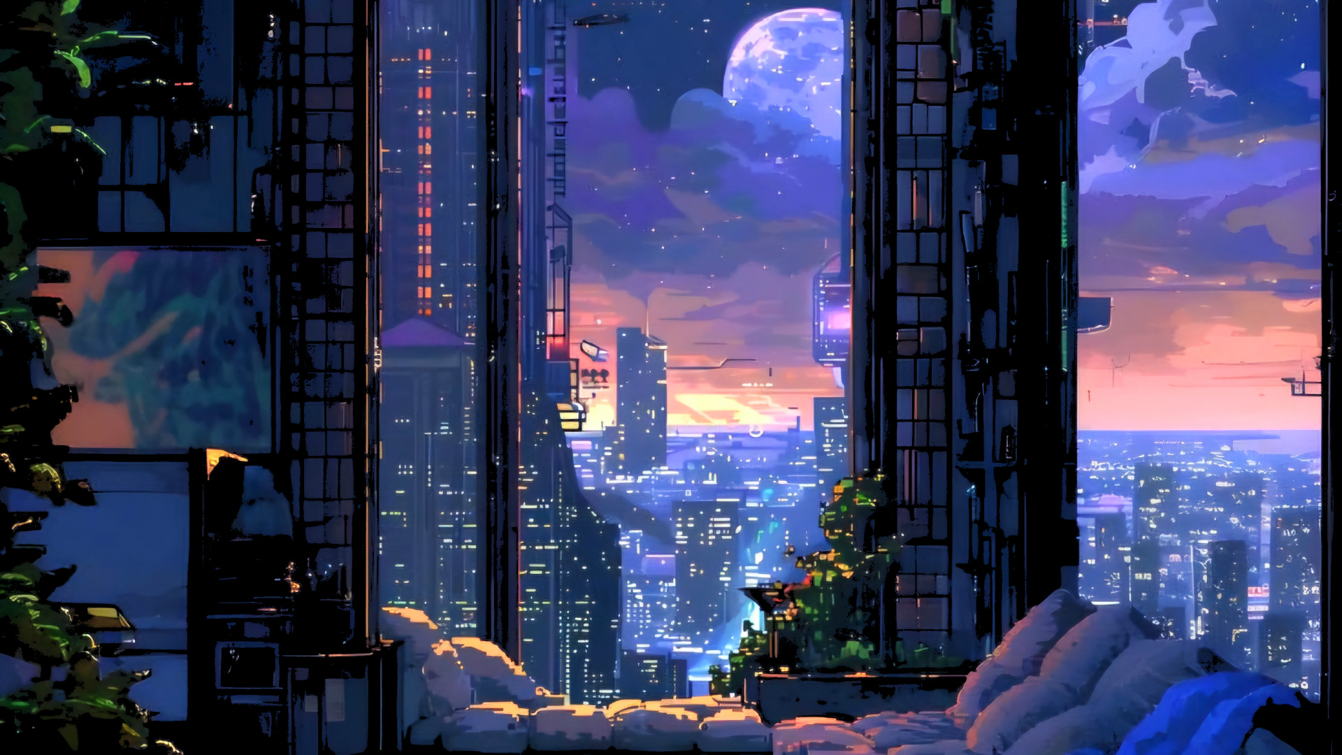 Обои отражение, аниме арт, иллюстрация, арт в разрешении 1920x1080