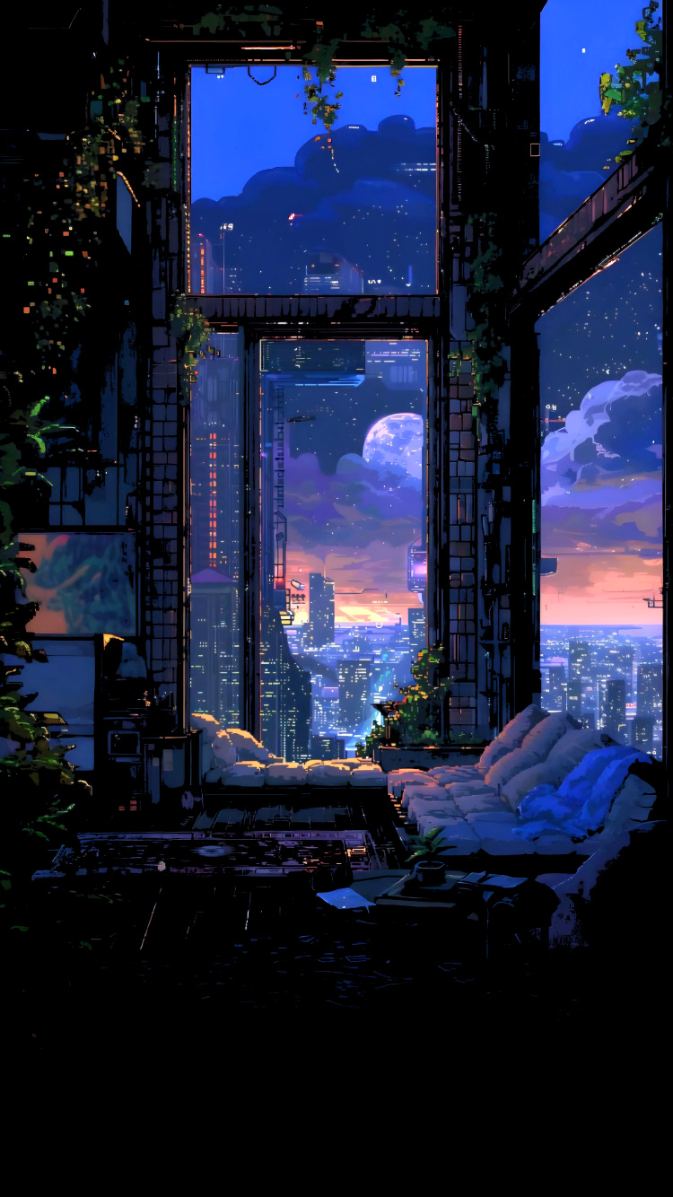 Обои отражение, аниме арт, иллюстрация, арт в разрешении 750x1334