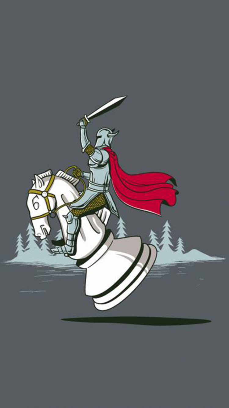 Обои шахматы, рыцарь, Шахматная фигура, Королева, мультфильм в разрешении 750x1334