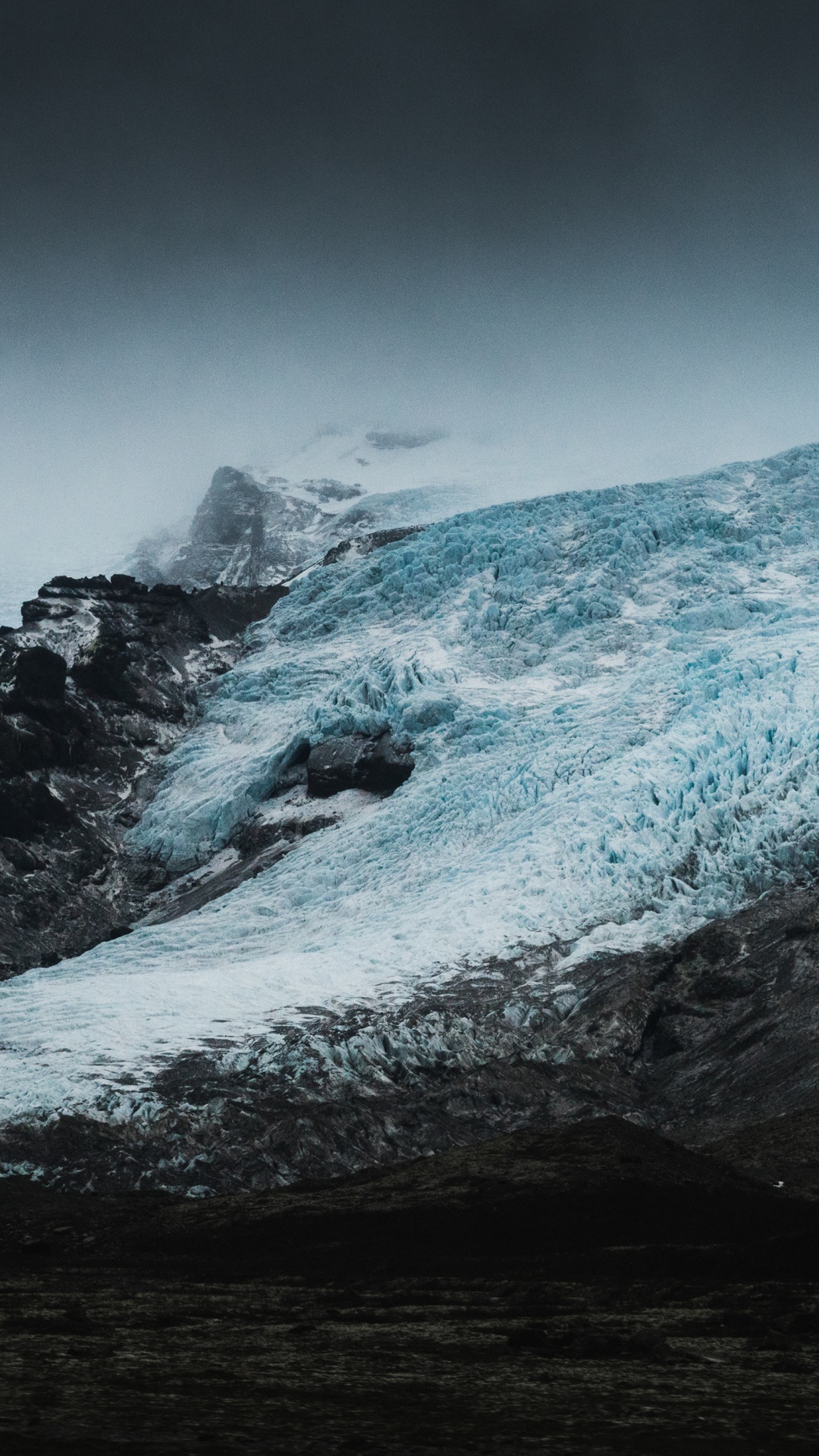 Обои ледник, природа, пейзажи гор, снег, горный рельеф в разрешении 1080x1920