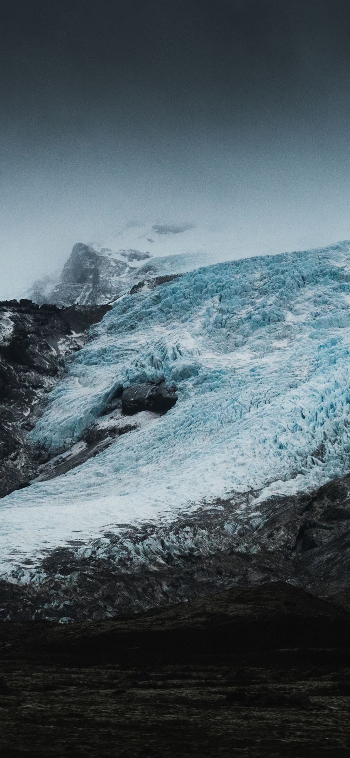 Обои ледник, природа, пейзажи гор, снег, горный рельеф в разрешении 1125x2436