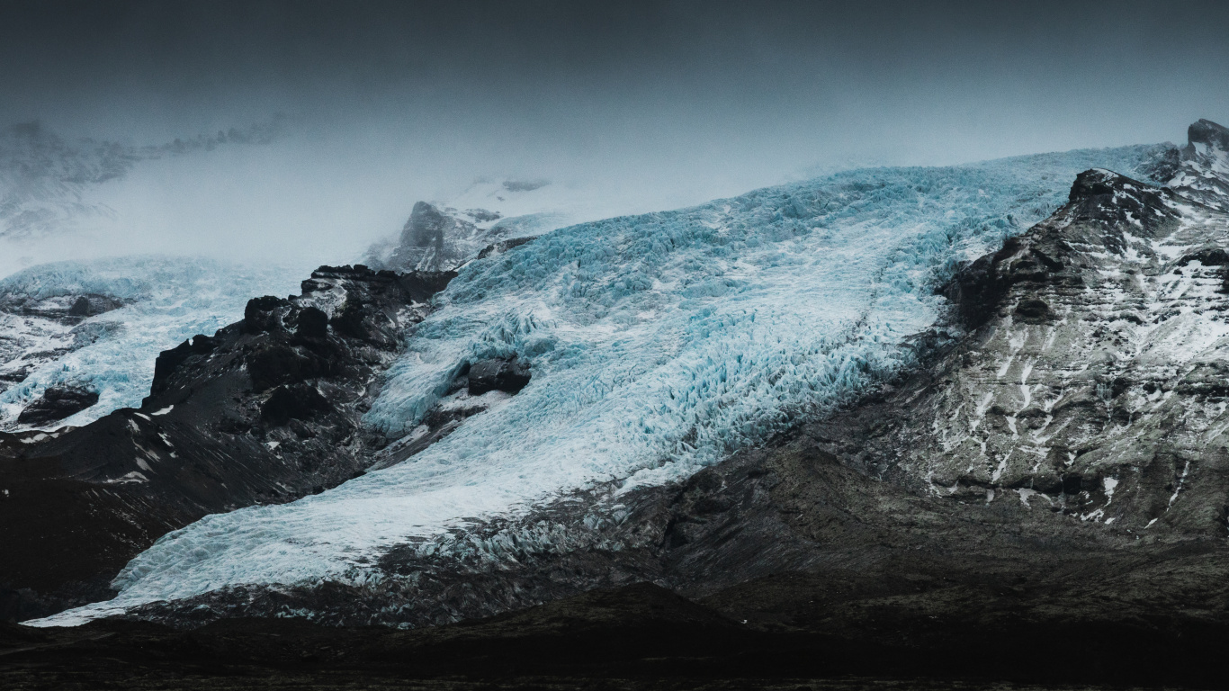 Обои ледник, природа, пейзажи гор, снег, горный рельеф в разрешении 1366x768