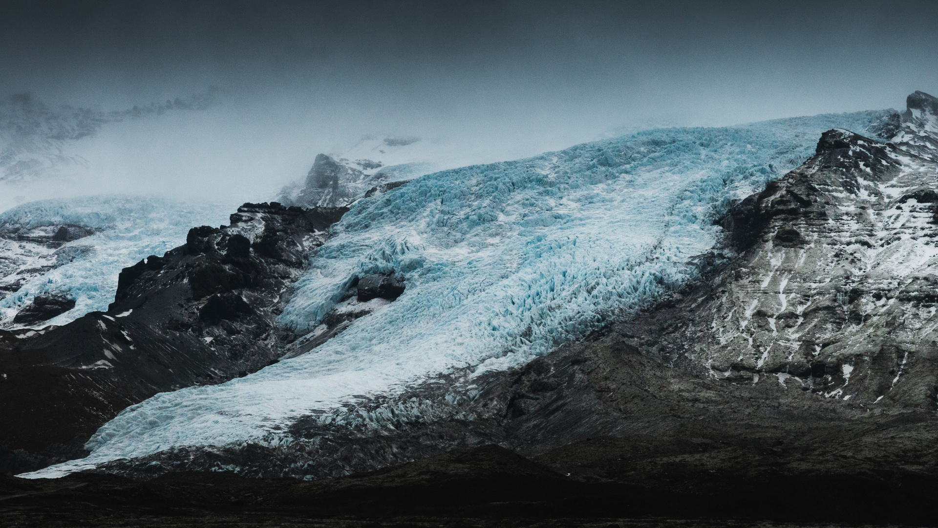 Обои ледник, природа, пейзажи гор, снег, горный рельеф в разрешении 1920x1080