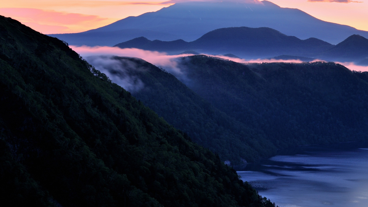 Обои закат, горный рельеф, природа, нагорье, горный хребет в разрешении 1280x720