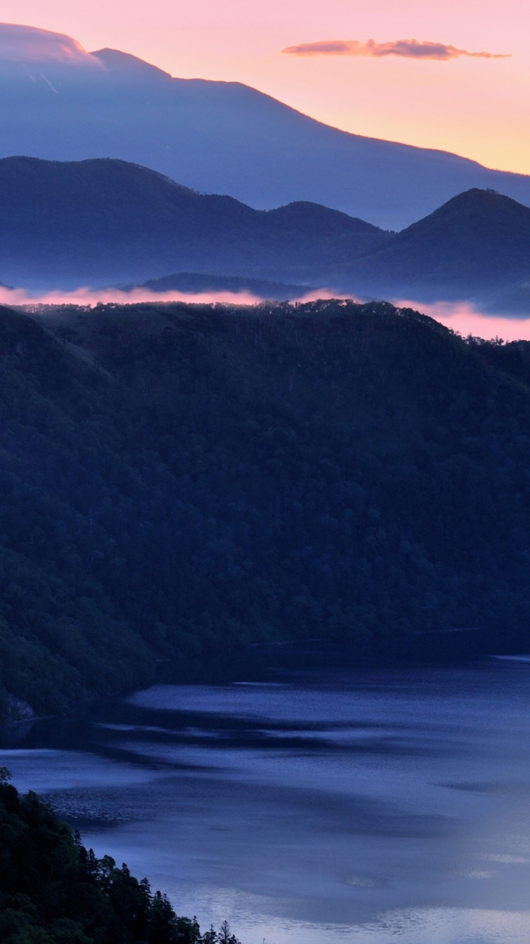 Обои закат, горный рельеф, природа, нагорье, горный хребет в разрешении 750x1334