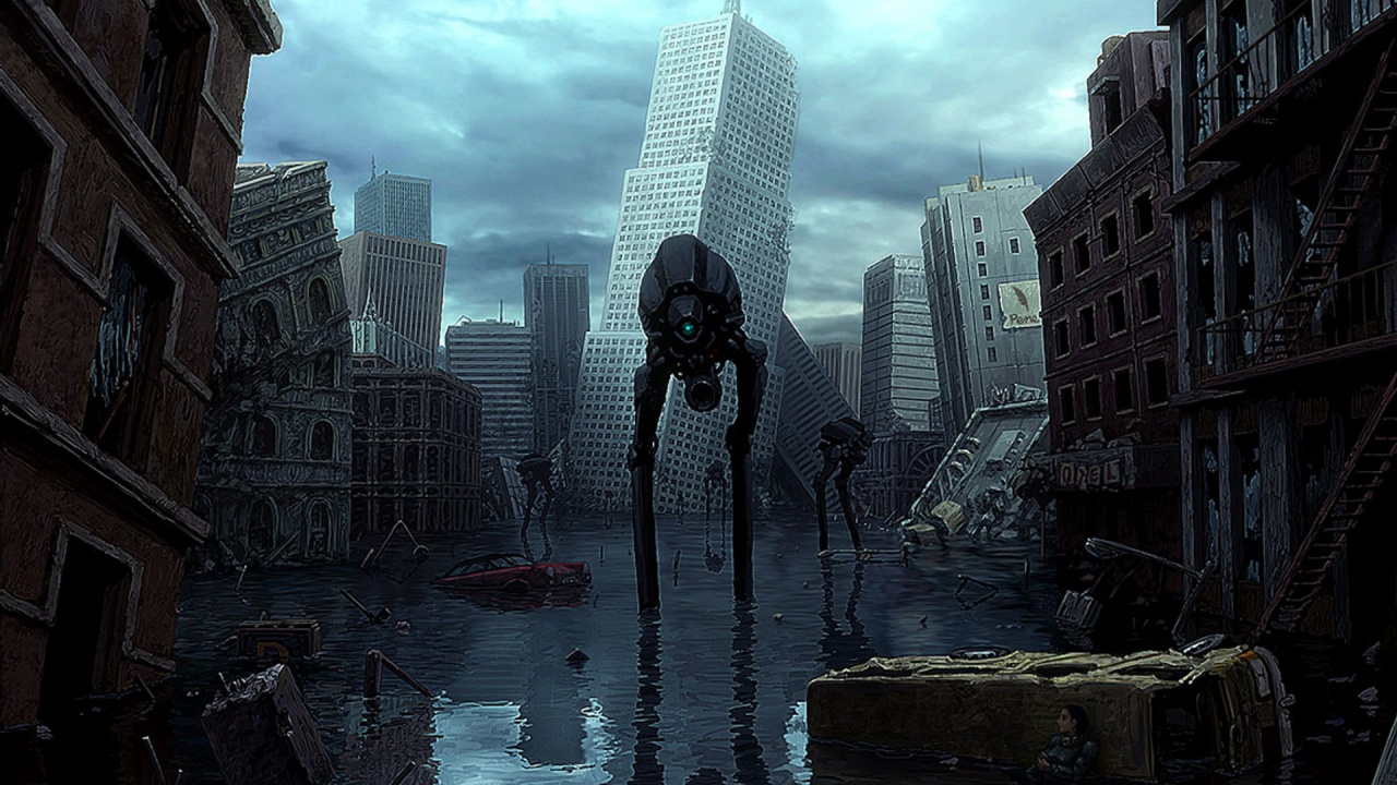 Обои метрополия, городской пейзаж, город, городской район, фантастика в разрешении 1280x720