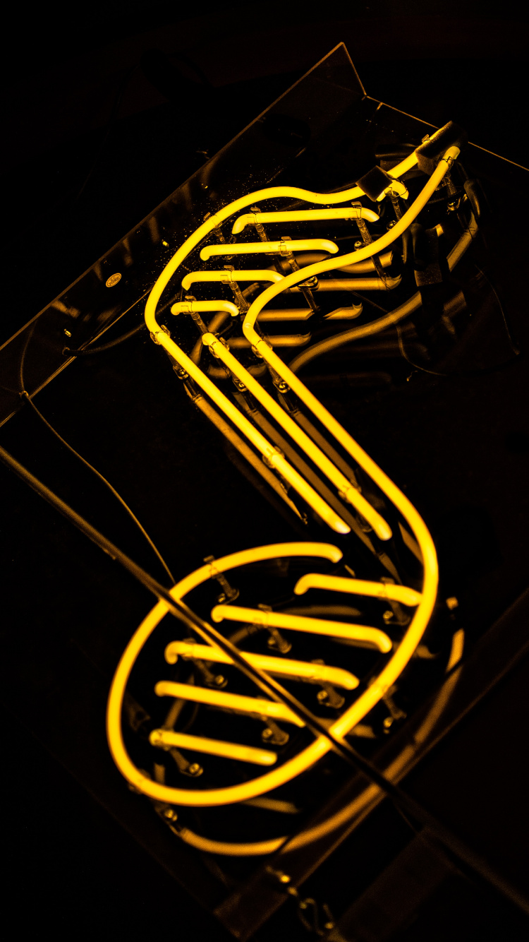 Обои свет, неон, неоновая вывеска, графика, Ryval Линас Музыка в разрешении 750x1334