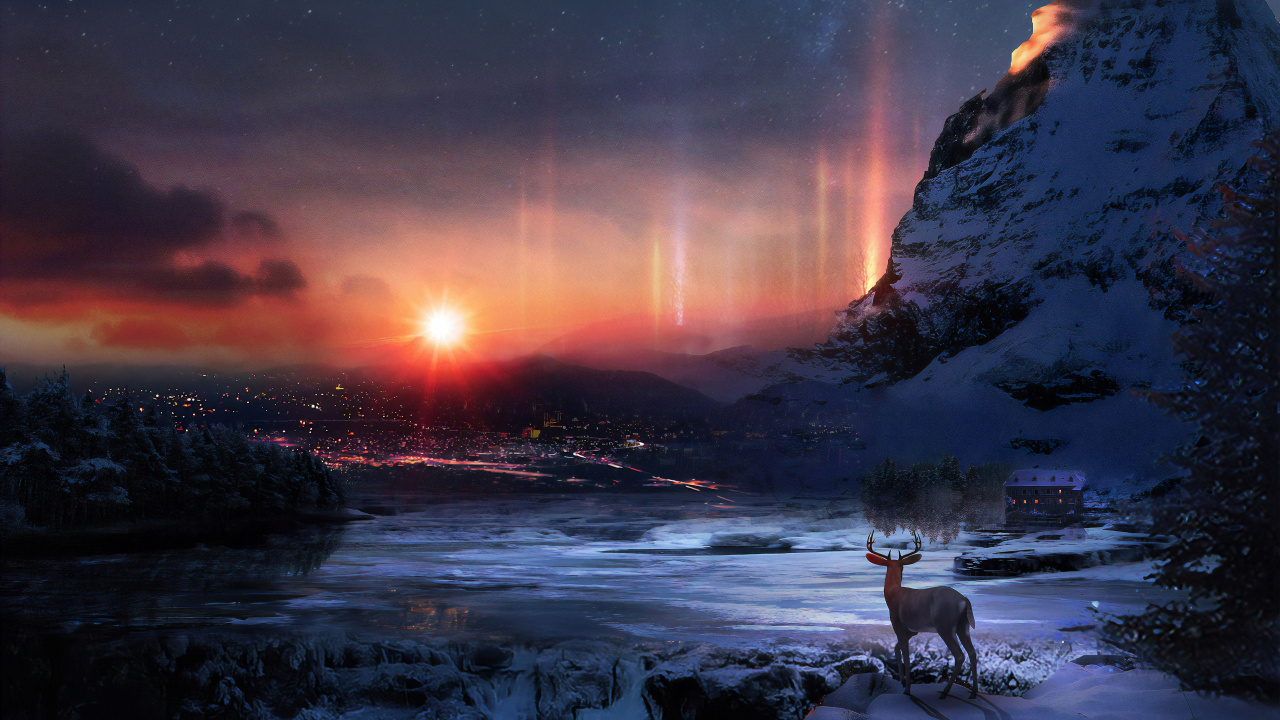 Обои цифровое искусство, атмосфера, облако, свет, вода в разрешении 1280x720