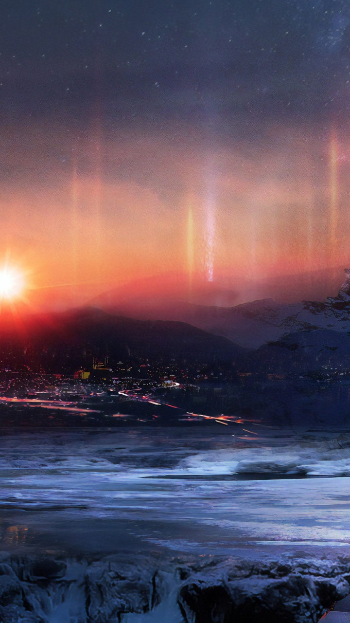 Обои цифровое искусство, атмосфера, облако, свет, вода в разрешении 720x1280