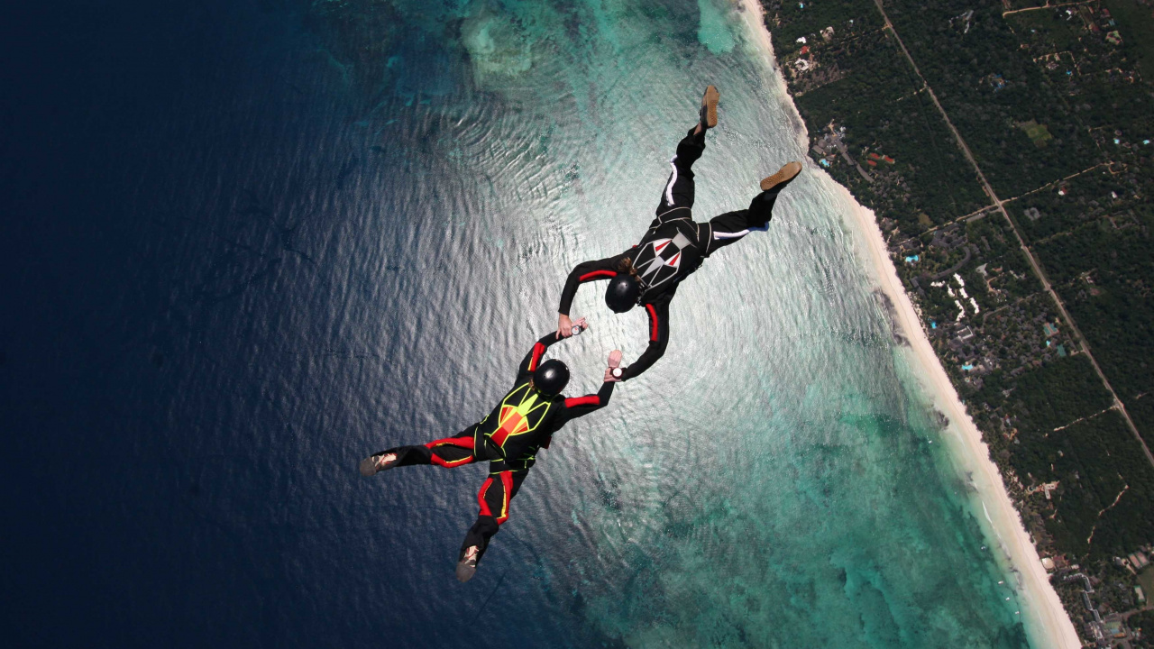 Обои парашютный спорт, экстремальный вид спорта, приключения, отдых, занятие спортом в разрешении 1280x720