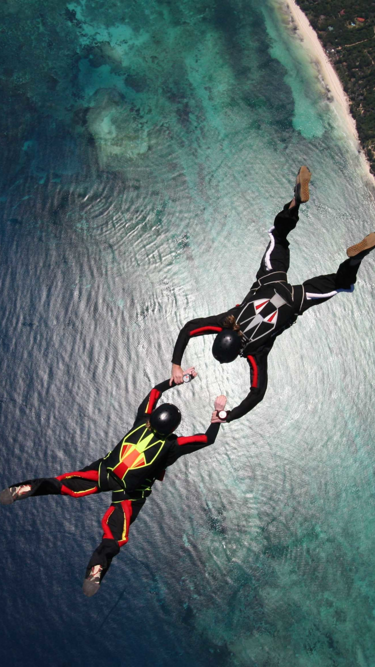 Обои парашютный спорт, экстремальный вид спорта, приключения, отдых, занятие спортом в разрешении 750x1334