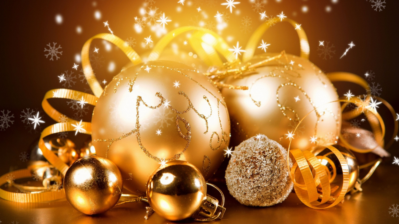 Обои Рождественский день, рождественский орнамент, Новый год, Рождественские украшения, Рождество в разрешении 1366x768