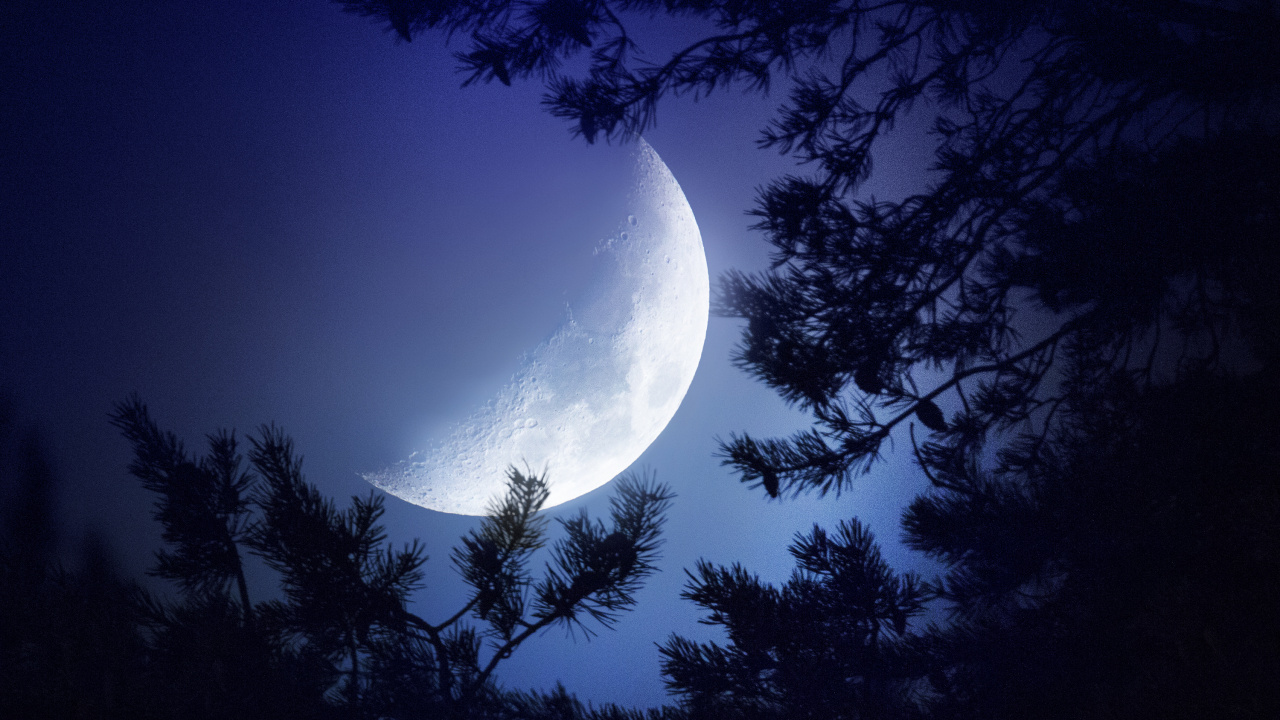 Обои луна, природа, лунный свет, атмосфера, астрономический объект в разрешении 1280x720