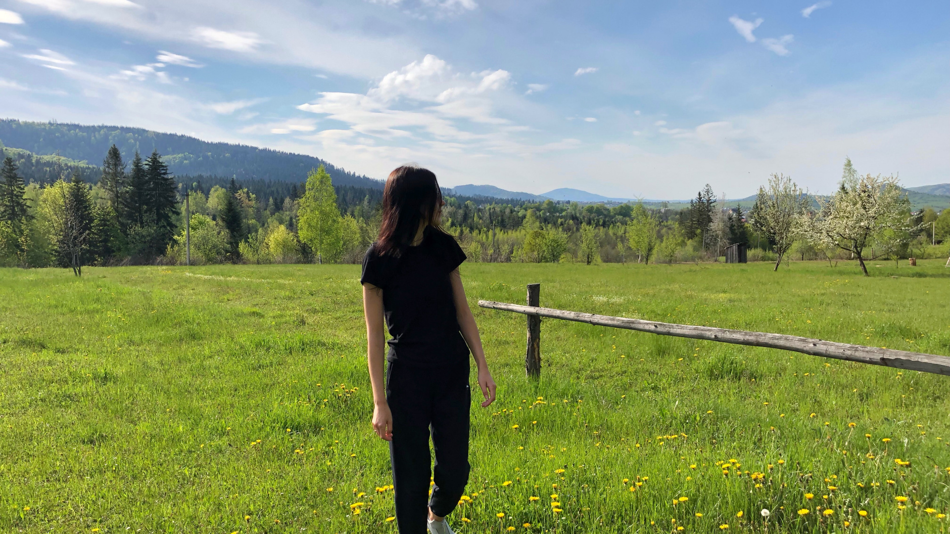 Обои сенокосное угодье, окружающая среда, выгон, Люди в природе, поле в разрешении 1920x1080