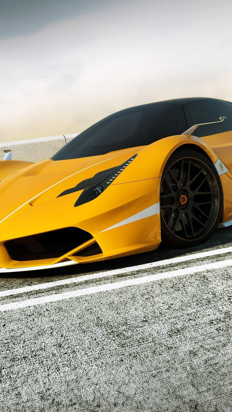 Обои Феррари f430, ferrari fxx, спорткар, суперкар, желтый в разрешении 750x1334