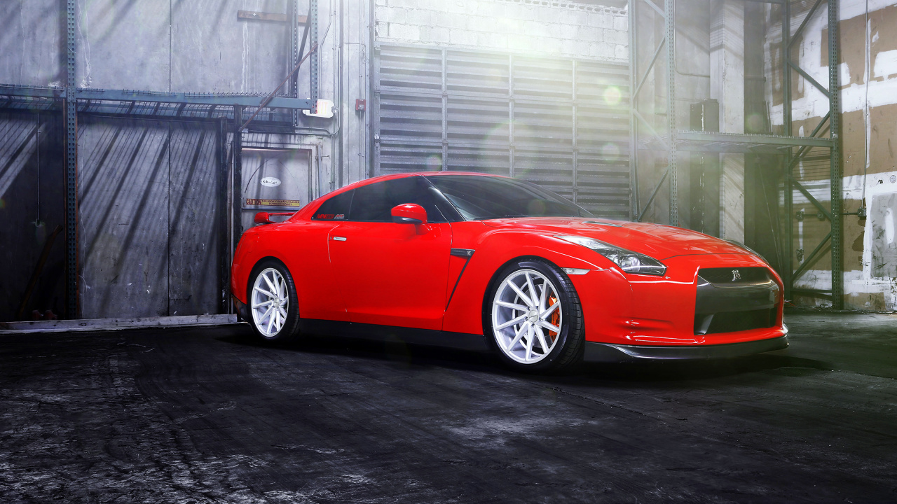 Обои nissan gt r, спорткар, авто, Литые диски, обод в разрешении 1280x720
