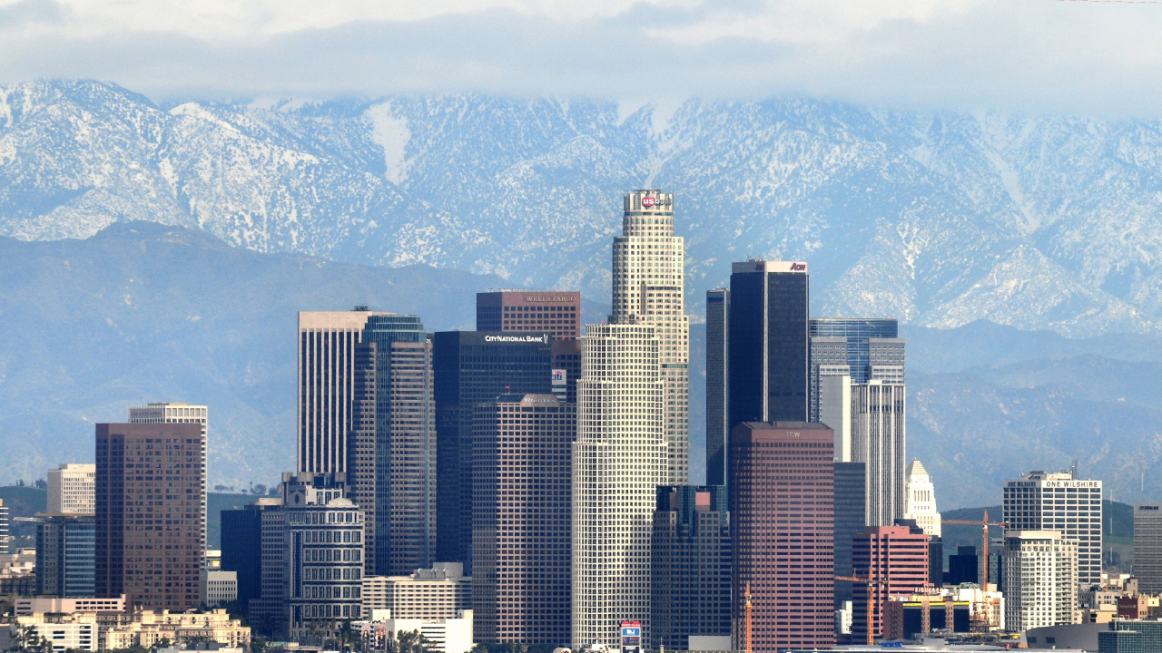 Обои Центр Лос-Анджелеса, город, городской пейзаж, метрополия, городской район в разрешении 1280x720