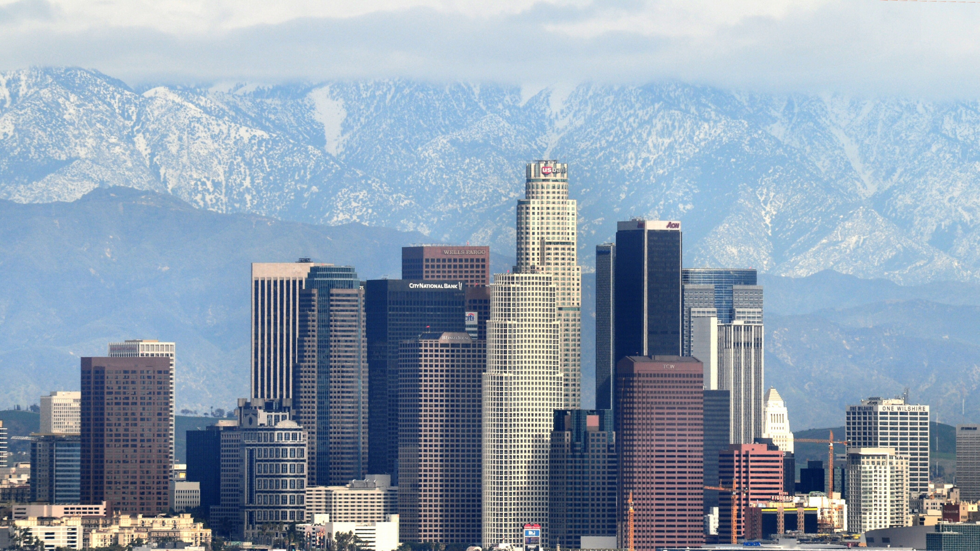 Обои Центр Лос-Анджелеса, город, городской пейзаж, метрополия, городской район в разрешении 1920x1080