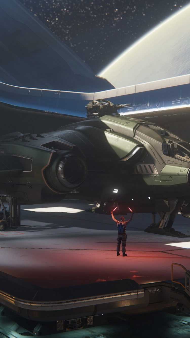 Обои ангар для копья звездного гражданина, звезда гражданин, самолеты, аэрокосмическая техника, авиация в разрешении 750x1334