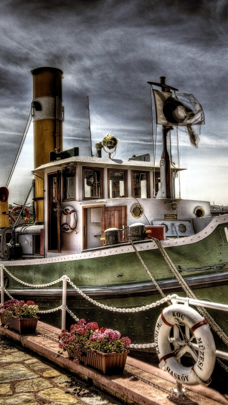 Обои лодка, док, корабль, дерево, причал в разрешении 750x1334