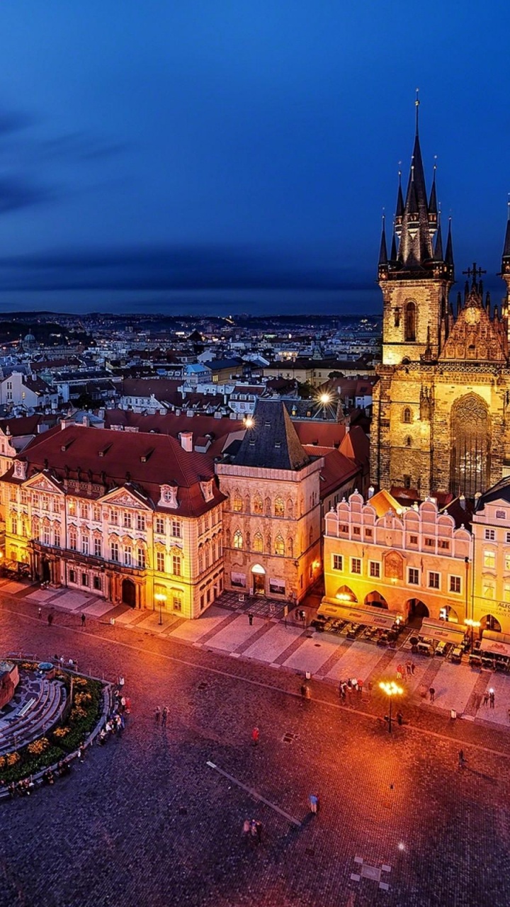 Обои ориентир, город, городской пейзаж, городок, ночь в разрешении 720x1280