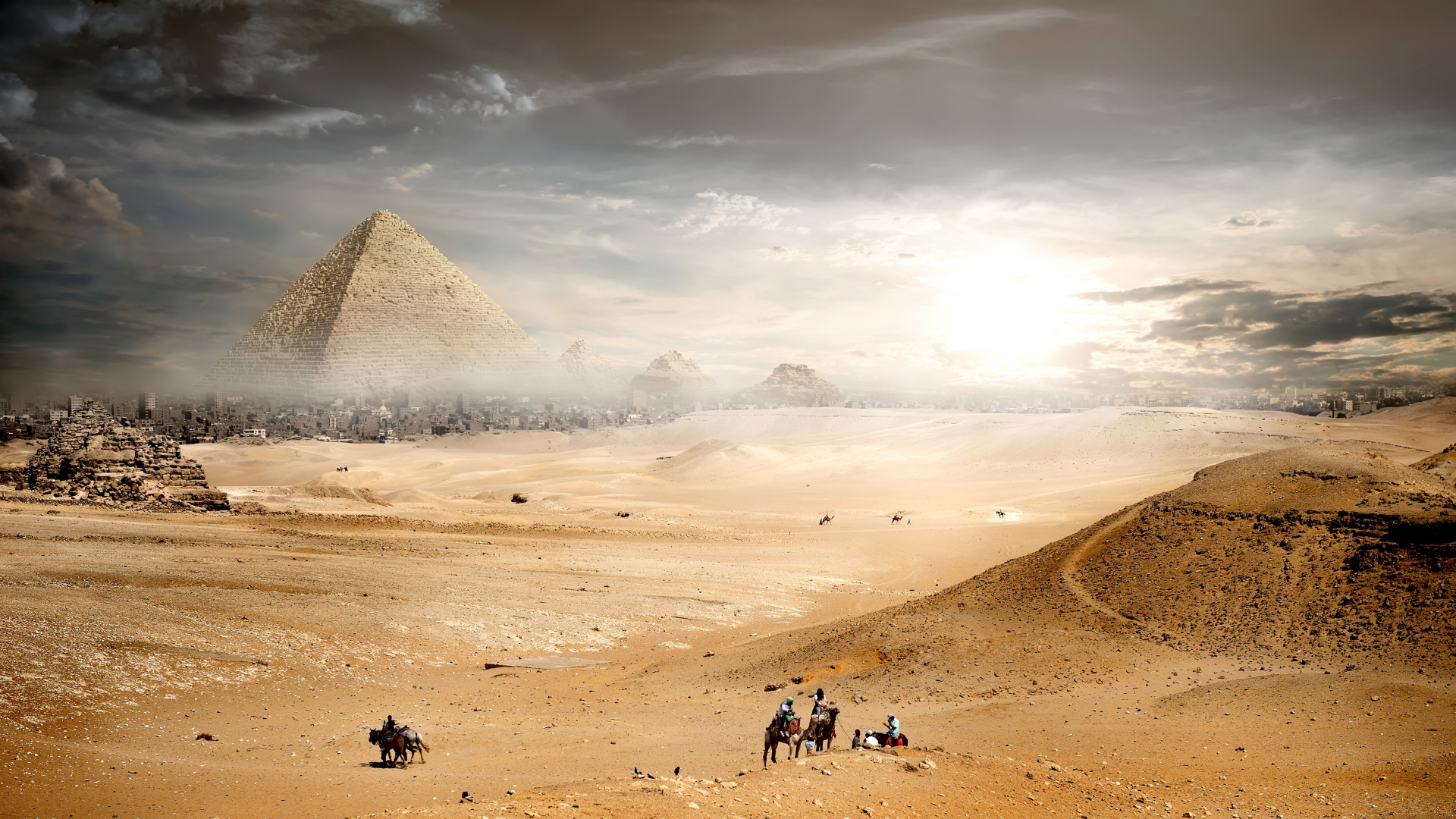 Обои Каир, пустыня, песок, пейзаж, облако в разрешении 1920x1080