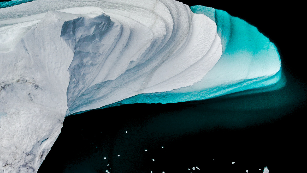 Обои амолед, ios, лед, ледяная шапка, Аква в разрешении 1280x720