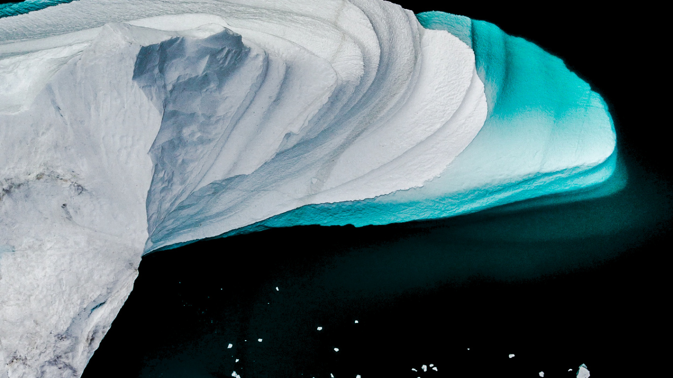 Обои амолед, ios, лед, ледяная шапка, Аква в разрешении 1366x768