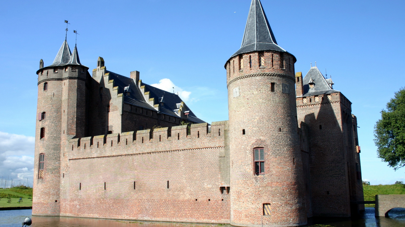 Обои Замок Лидс, ров, замок, водный замок, ориентир в разрешении 1366x768