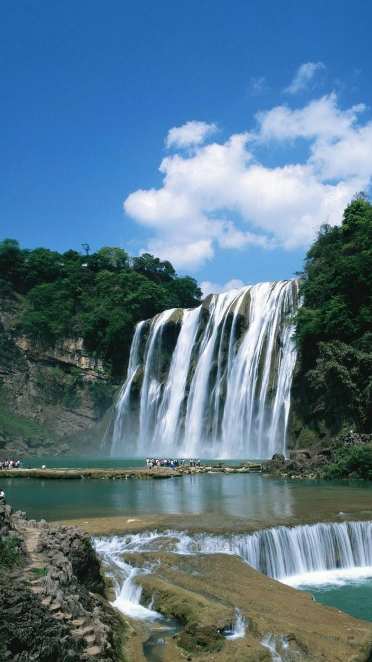 Обои Водопада Хуангошу, Жемчужный Водопад Шол, водопад, гидроресурсы, водоем в разрешении 750x1334