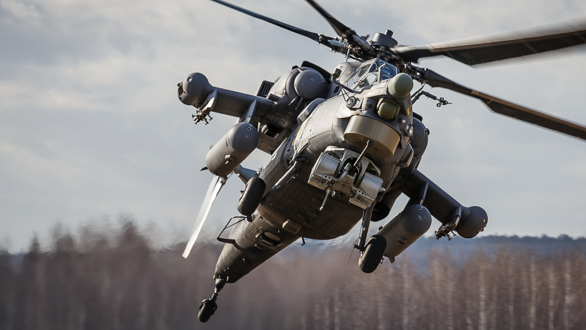 Обои ударный вертолет, военный вертолет, винтокрылая машина, авиация, несущий винт вертолета в разрешении 1920x1080