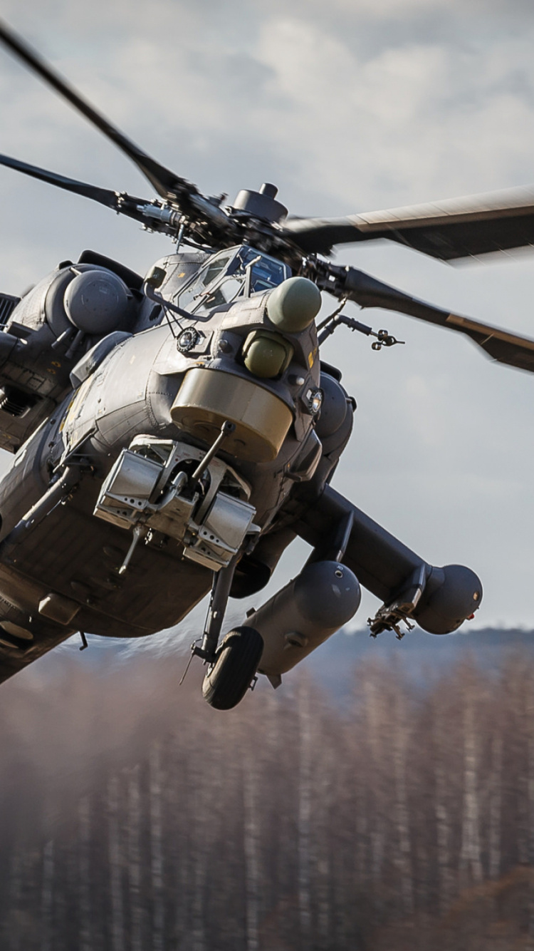 Обои ударный вертолет, военный вертолет, винтокрылая машина, авиация, несущий винт вертолета в разрешении 750x1334