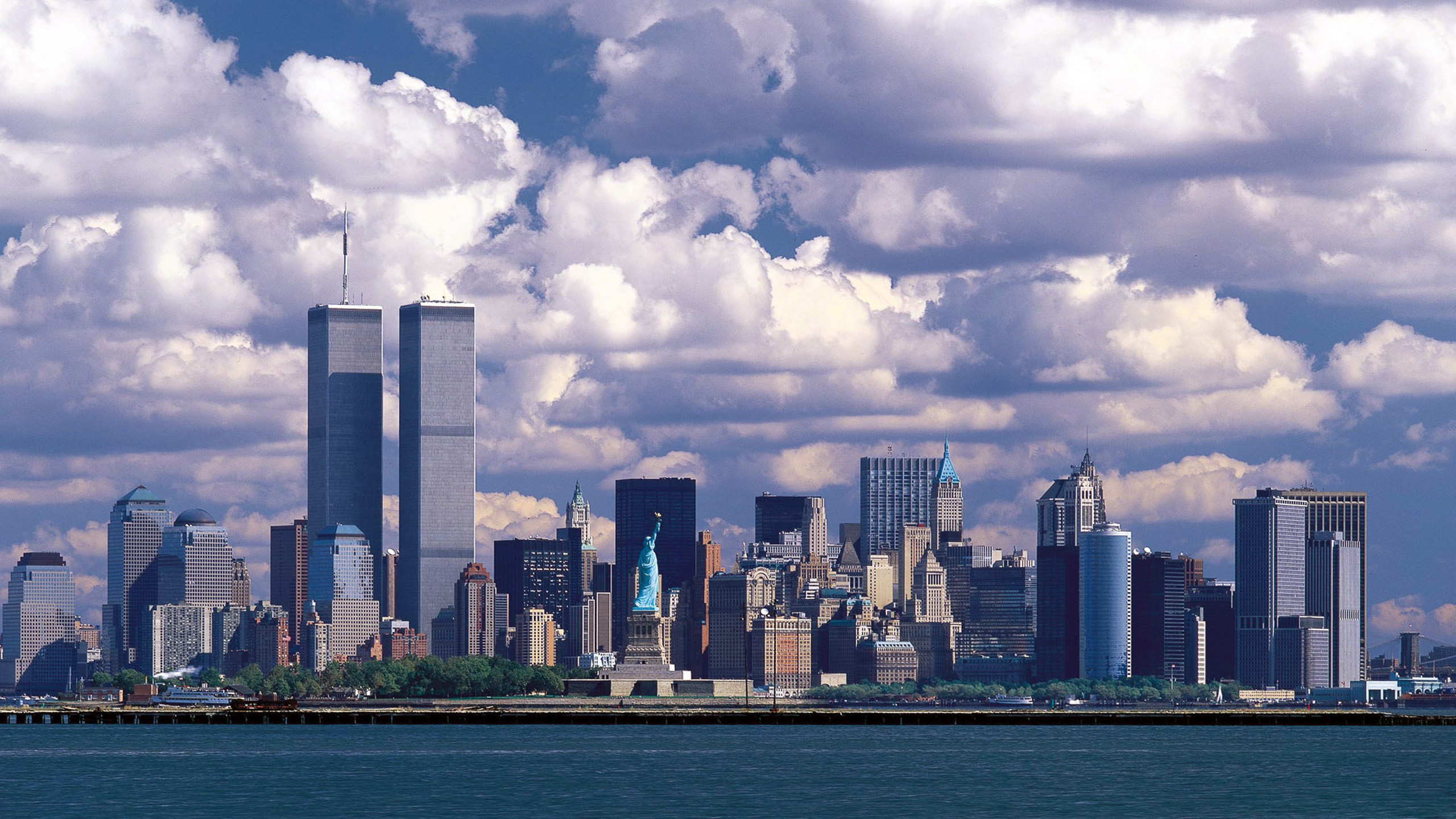 Обои Всемирный торговый центр 1, центр международной торговли, городской пейзаж, линия горизонта, город в разрешении 2560x1440