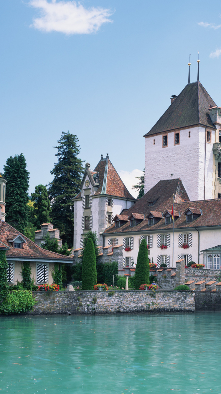 Обои Германия, водный замок, туризм, здание, озеро в разрешении 750x1334