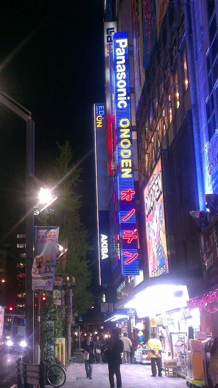 Обои Акихабара, отаку, аниме, метрополия, ночь в разрешении 720x1280