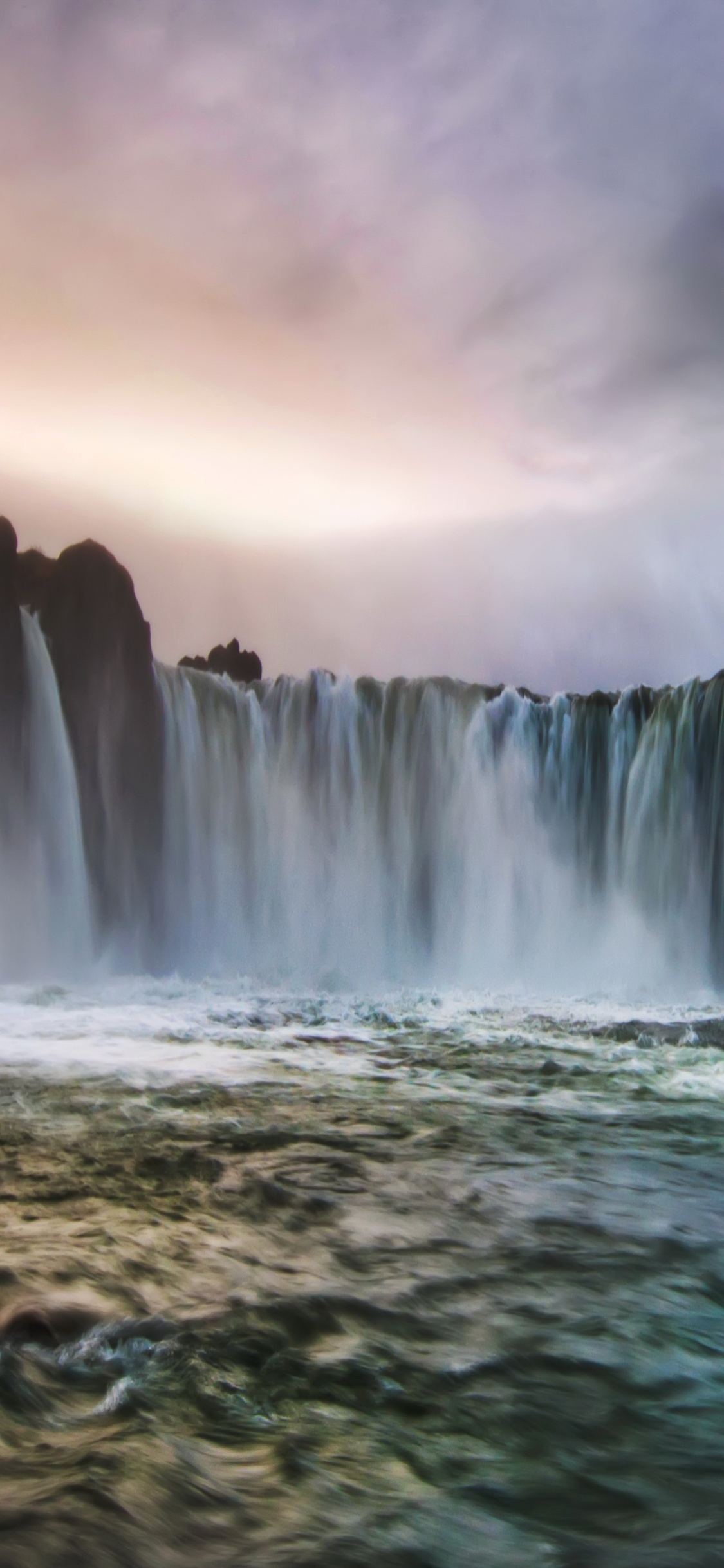 Обои водопад, водоем, гидроресурсы, природа, вода в разрешении 1125x2436